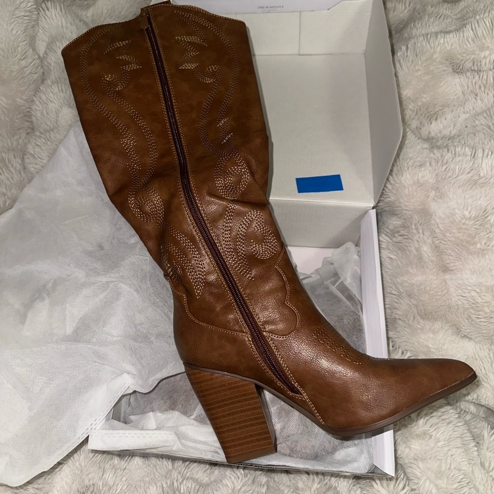 Brown Leather Women's Cowgirl Boots